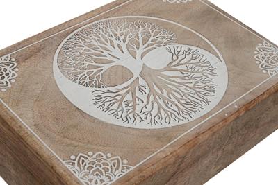 Doos-Juwelenkistje Home ESPRIT Wit Natuurlijk Mangohout 25,5 x 18 x 8 cm (2 Stuks)