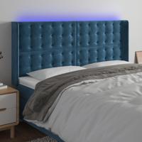 Hoofdbord LED 203x16x118/128 cm fluweel donkerblauw - thumbnail