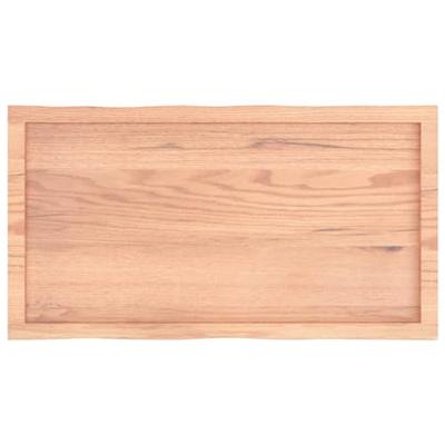 Tafelblad natuurlijke rand 100x50x(2-4) cm eikenhout lichtbruin