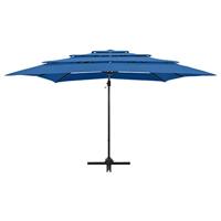 Parasol 4-laags met aluminium paal 250x250 cm azuurblauw - thumbnail
