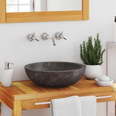 Gootsteen Ø40x12 cm marmer grijs