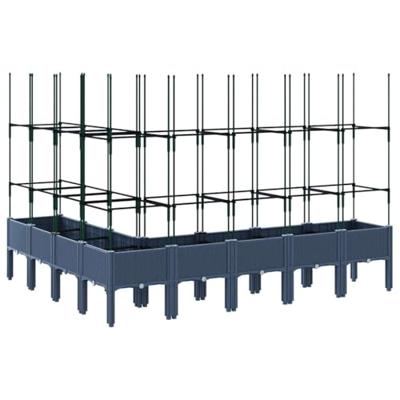 Plantenbak met latwerk 200x160x142,5 cm polypropeen grijs Plantenbak met latwerk 200x160x142,5 cm polypropeen grijs