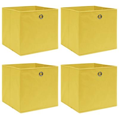 VidaXL Opbergboxen 4 st 32x32x32 cm stof geel
