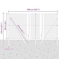 VidaXL Hek met paal grijs 1,6 x 10 m staal en pvc - thumbnail