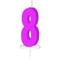 Haza Original Cijferkaars 8 Met Houder Wax 8 Cm Fuchsia - thumbnail
