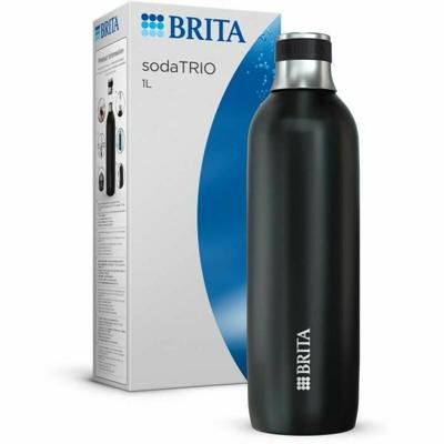 BRITA fles voor frisdrankTRIO - roestvrij staal - 1L - zwart