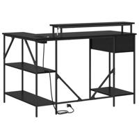 Bureau met lade Zwart eiken 120 x 79 x 86.5 cm Bewerkt hout - thumbnail