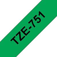 Labeltape Brother TZe, TZ TZe-751 PET Tapekleur: Groen Tekstkleur:Zwart 24 mm 8 m - thumbnail