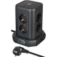 Powerstrip-toren met 8 powerstrips in 45°-configuratie (2x USB A & 1x USB C Power Delivery, met 2m kabel, tweepolige schakelaar) - thumbnail
