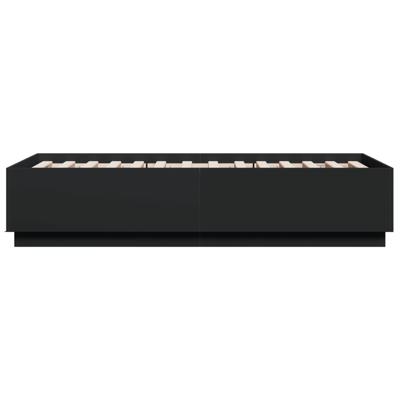 Bedframe bewerkt hout zwart 75x190 cm - thumbnail