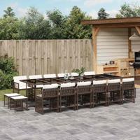 17-delige Tuinset met kussens poly rattan bruin - thumbnail