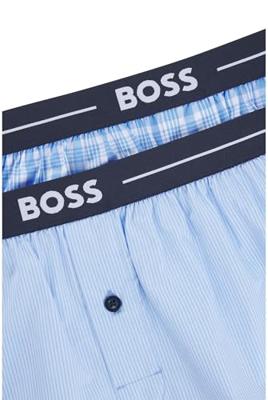 Hugo Boss Boxers wijd 2-pack streep-ruit blue