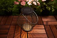 Solar LED Lantaarn Rotan 17 cm - Draadloos op zonne-energie - Grijs - thumbnail