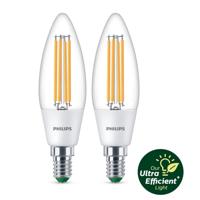 Philips Ultra Efficient LED Kaarslamp 40W E14 Wit Licht 2 Stuks - thumbnail