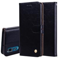Business stijl olie Wax textuur horizontale Flip lederen case voor Huawei P30 met houder & kaartsleuven & portemonnee (zwart) - thumbnail