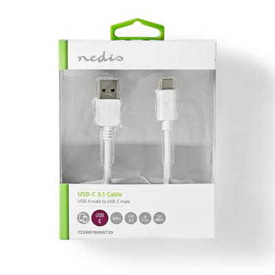 USB 3.1 Cable | USB-C Male - A Male | 2.0 m | White