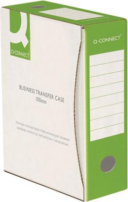 Q-CONNECT archiefdoos, A4, rug 10 cm, in karton van 400 g/m², wit-groen