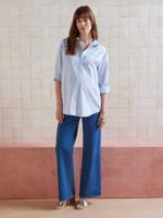 Popeline shirt voor zwangerschap en borstvoeding bleekblauw - thumbnail