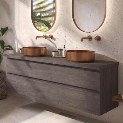 Ben Tendenza voorgemonteerd badmeubel incl. geborsteld koperen waskom 161x46x75,8cm prime oak