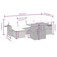 7-delige Loungeset met kussens poly rattan beige - thumbnail