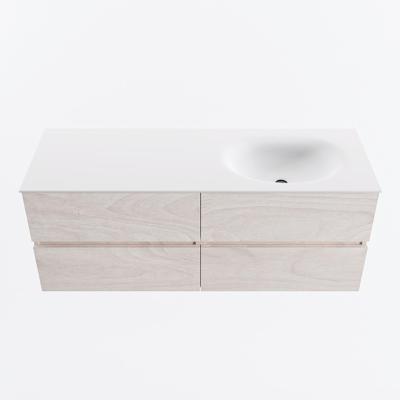 MONDIAZ VICA 130cm badmeubel onderkast Underlayment 4 lades. Wastafel MOON rechts 1 kraangat, kleur Talc.