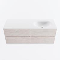 MONDIAZ VICA 130cm badmeubel onderkast Underlayment 4 lades. Wastafel MOON rechts 1 kraangat, kleur Talc. - thumbnail