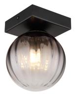 Globo PlafondlampDallerta zwart met smoke glas - 15216-1 - thumbnail