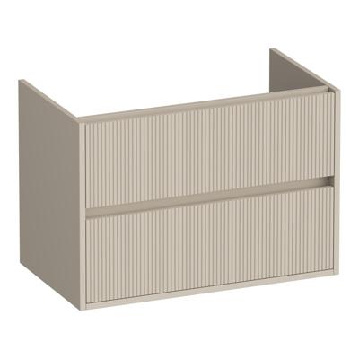 Brauer Adore Wavy - Onderkast - 80 cm - met 2 Softclose Lades Greeploos en 1 Sifon Uitsparing - Mat Beige