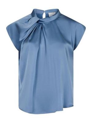 Neo Noir Blouse Fleur Drapy Satin | Dusty blue
