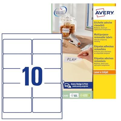 Avery-Zweckform L4744REV-25 96 x 50.8 mm Papier Wit 300 stuk(s) Weer verwijderbaar Universele etiketten Inkt, Laser, Kopie 30 vel DIN A4
