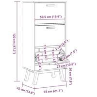 Schoenenkast OLDEN 55x35x120 cm grenenhout grijs en bruin - thumbnail