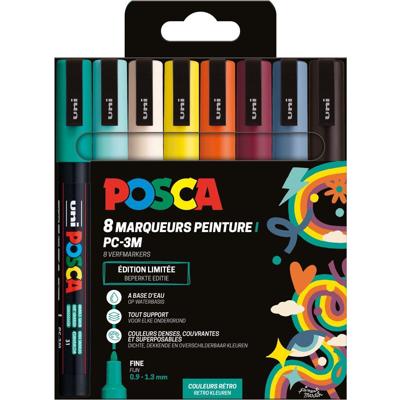Uni POSCA paintmarker PC-3M, 1,5 mm, etui van 8 stuks in geassorteerde Retro kleuren Uni POSCA paintmarker PC-3M, 1,5 mm, etui van 8 stuks in geassorteerde Retro kleuren