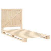Bedframe met hoofdbord massief grenenhout 100x200 cm - thumbnail
