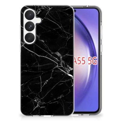 Samsung Galaxy A55 | TPU | Siliconen hoesje | Marmer Zwart - Origineel Cadeau Vader