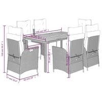 7-delige Tuinset met kussens poly rattan zwart - thumbnail