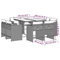 9-delige Tuinset met kussens poly rattan grijs - thumbnail