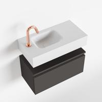 MONDIAZ ANDOR 60cm toiletmeubel dark grey. LEX 60cm wastafel talc links 1 kraangat - thumbnail