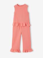 Set met blouse en broek met ruches koraal - thumbnail