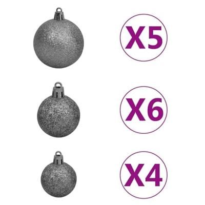 VidaXL Kunstkerstboom met scharnieren 150 led en kerstballen 120 cm