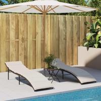 Ligstoelen 2 st met tafel poly rattan bruin - thumbnail