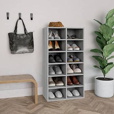 VidaXL Schoenenrek 54x34x100,5 cm bewerkt hout grijs sonoma eikenkleur VidaXL Schoenenrek 54x34x100,5 cm bewerkt hout grijs sonoma eikenkleur