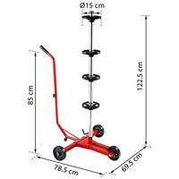 Velgenboom mobiel rood aluminium tot 225mm bandbreedte - thumbnail