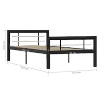 Bedframe metaal zwart en wit 100x200 cm - thumbnail