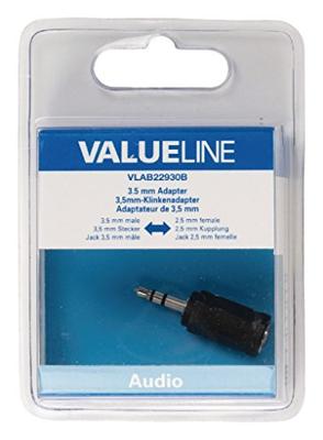 Valueline VLAB22930B tussenstuk voor kabels 3.5mm 2.5mm Zwart