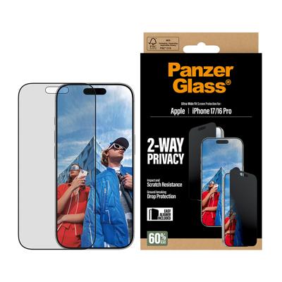 PanzerGlass Privacy PG93414 Screenprotector (glas) met privacyfolie Apple IPhone 17, iPhone 16 Pro 1 stuk(s) Meekijkbescherming