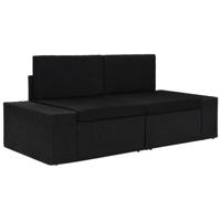 Tweezitsbank sectioneel poly rattan zwart - thumbnail