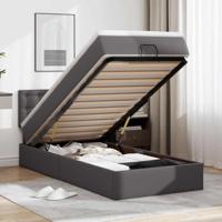 Ottomaanse bed met matras 90x200cm kunstleer grijs - thumbnail