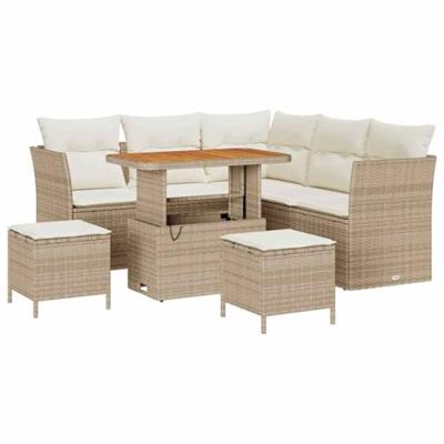 Tuinbankenset 8 pcs Beige poly rattan