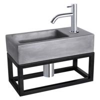 Differnz Differnz Ravo fonteinset beton donkergrijs - kraan gebogen - met handdoekrek chroom - thumbnail