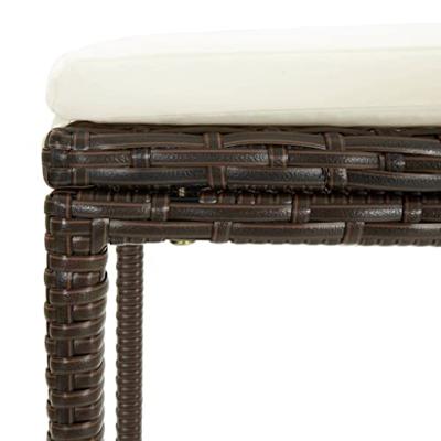 Barkrukken met kussens 2 st poly rattan bruin - thumbnail